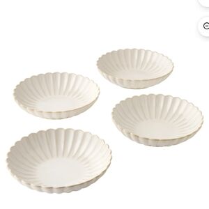 💕 New 4 Pk The Pioneer Woman Cream Scalloped Ceramic Dessert Dinner Bowls